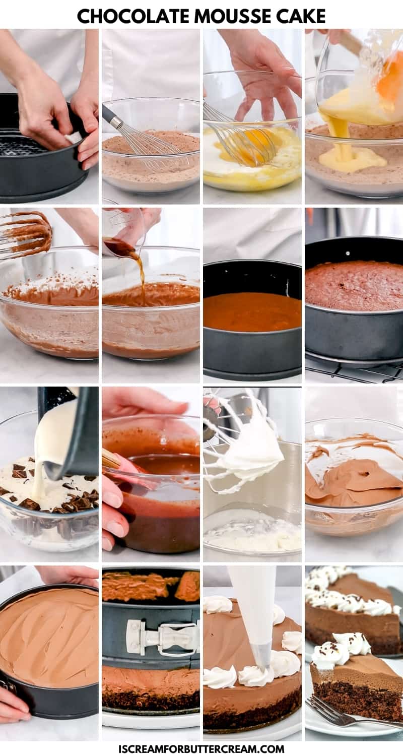 mousse cake bottom cake method collage