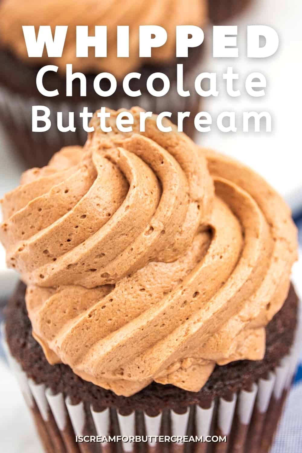 whipped chocolate buttercream graphic with text