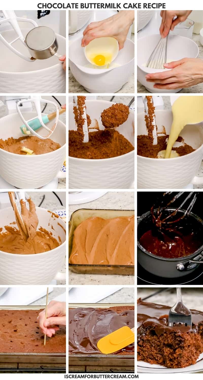 process collage chocolate buttermilk cake