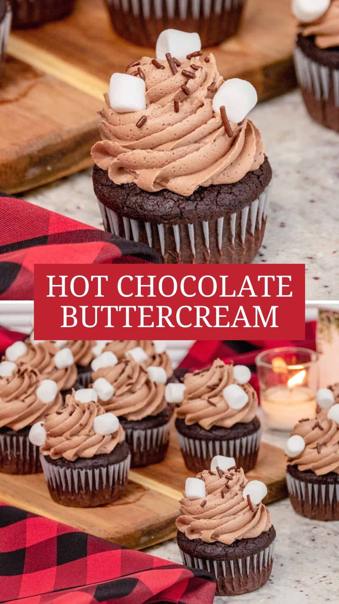 Hot cocoa buttercream pin graphic image.