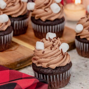 hot chocolate frosting on chocolate cupcakes