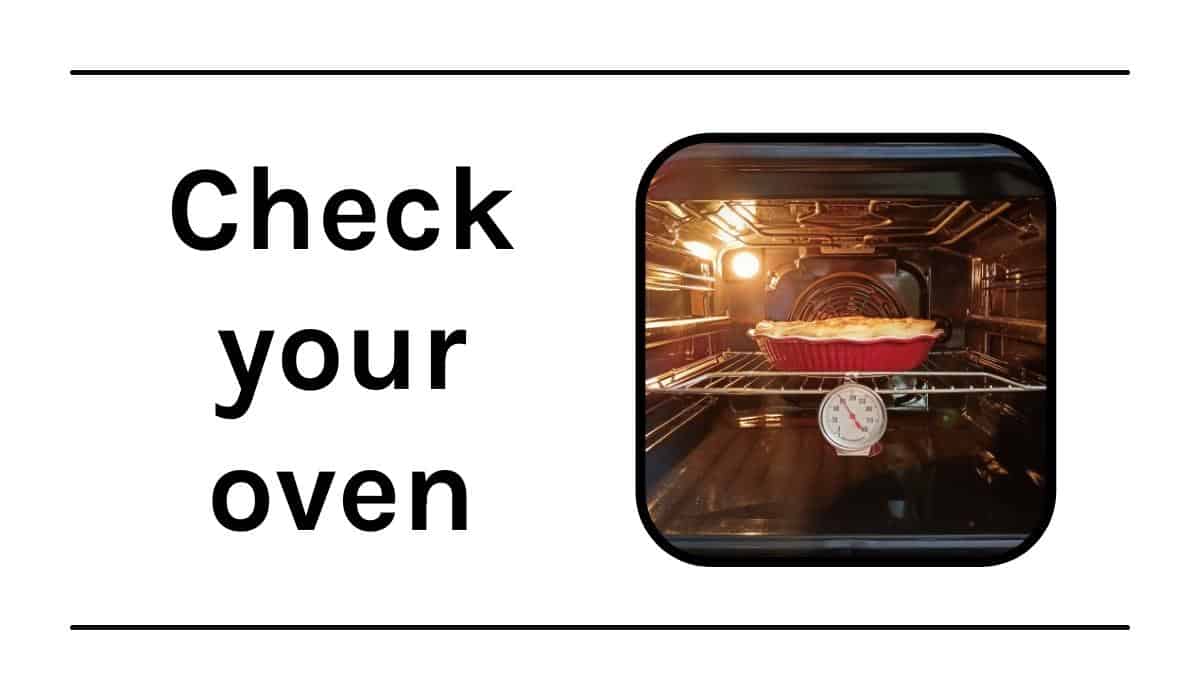 Graphic with text and pie plate in oven.