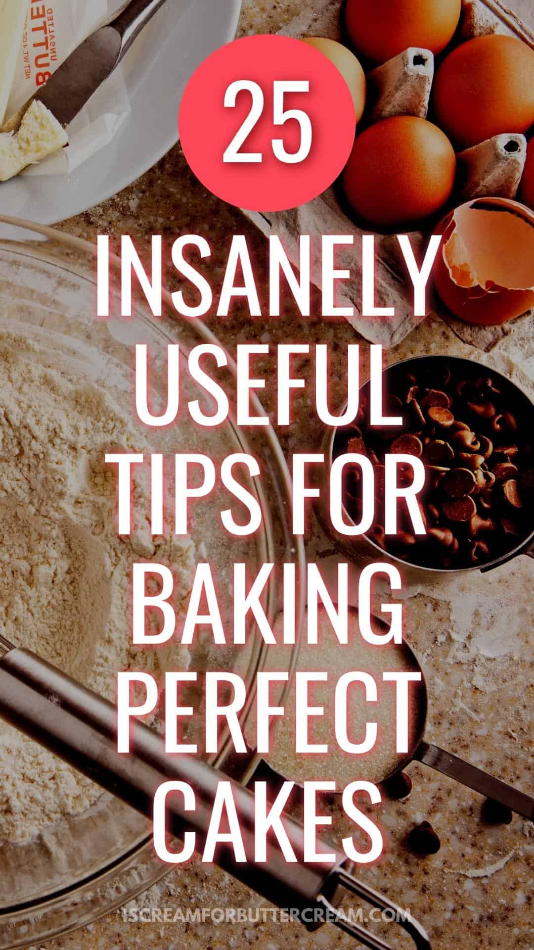 Useful baking tips pin graphic with text overlay.