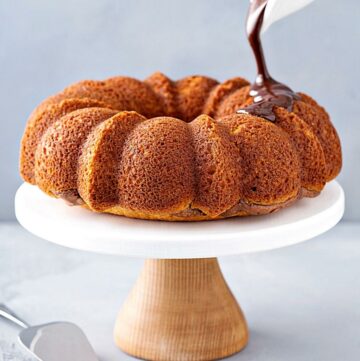 Featured image with bundt cake and glaze.