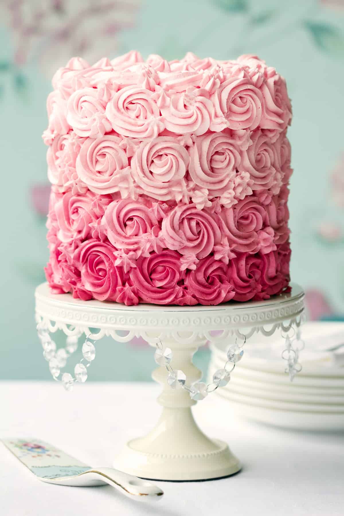Cake with buttercream roses.
