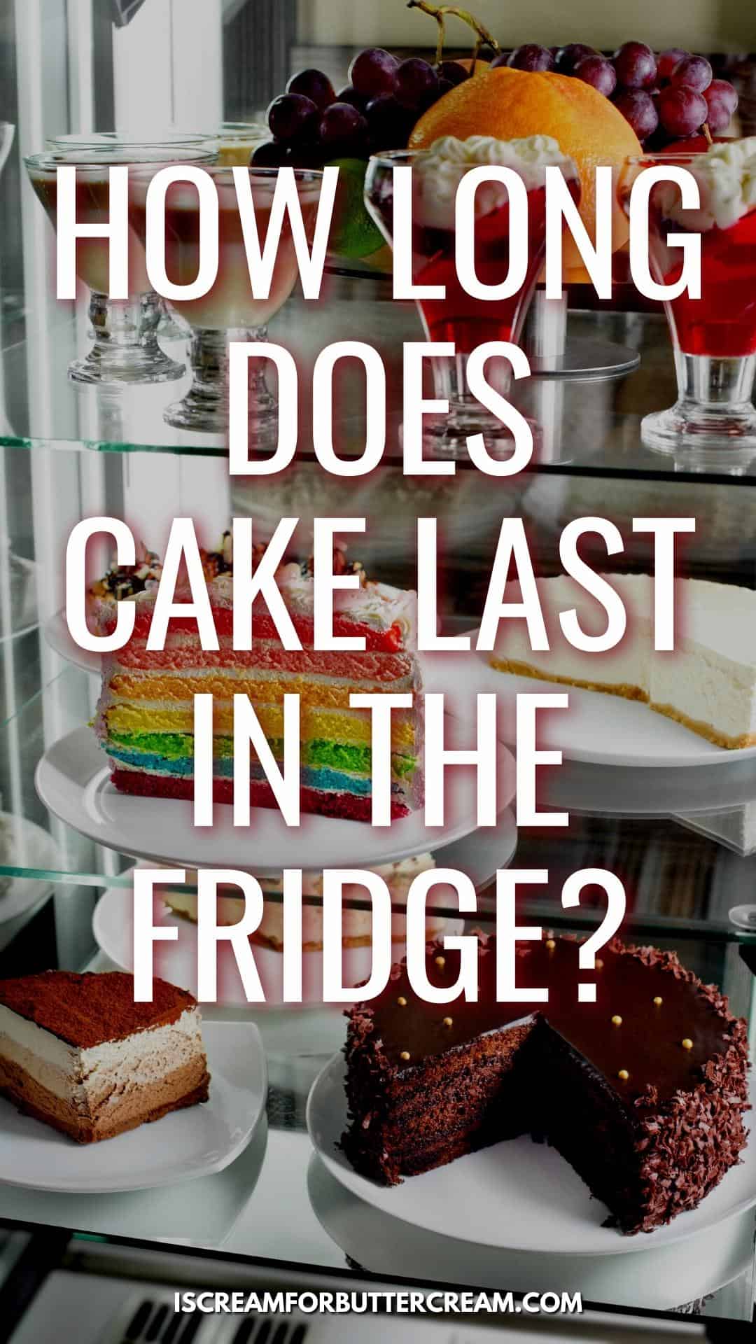 Cakes inside fridge with text overlya.