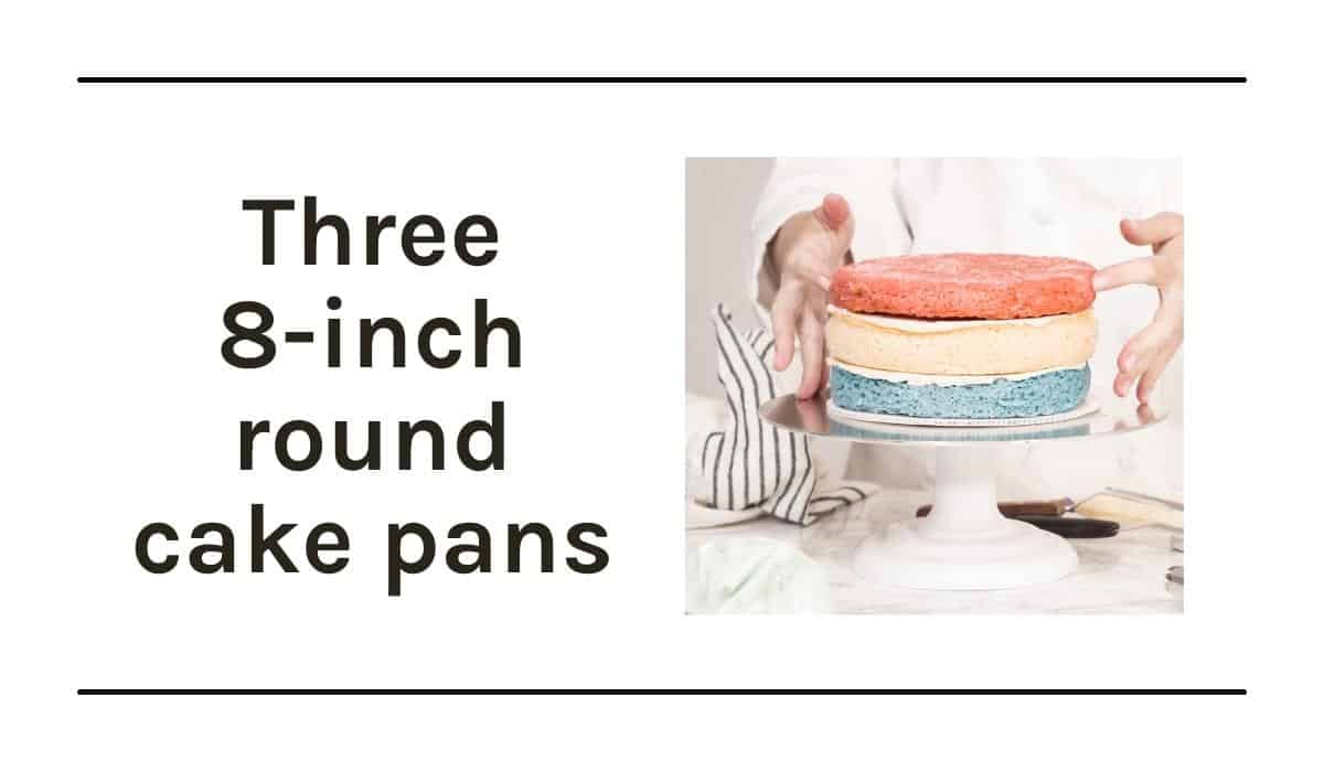 Graphic with three layer cake and text.