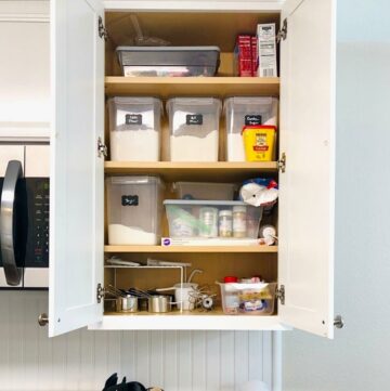 Organized baking cabinet.