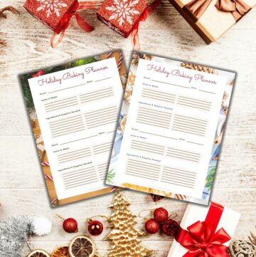 Holiday baking planner graphic.
