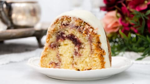 White Chocolate Raspberry Bundt Cake - Vintage Kitchen Notes