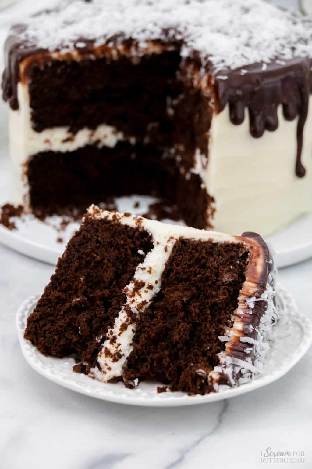 Chocolate Coconut Cake with Coconut Cream Cheese Buttercream - I Scream ...